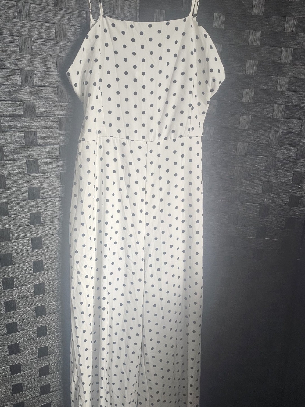 White Polka Dot Spaghetti Strap Maxi Dress